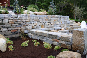 Stone retaining wall on Balch Lake in NH