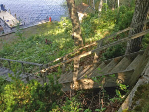 Old wooden stairs were rickety and dangerous