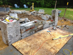 Building Granite block seat walls